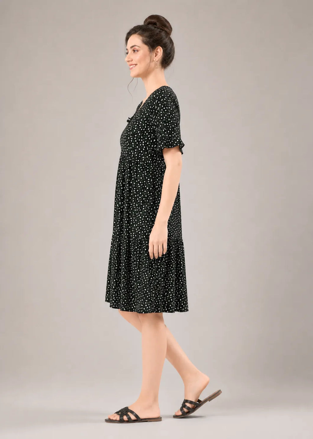 Black Ditsy Floral Short Nighty