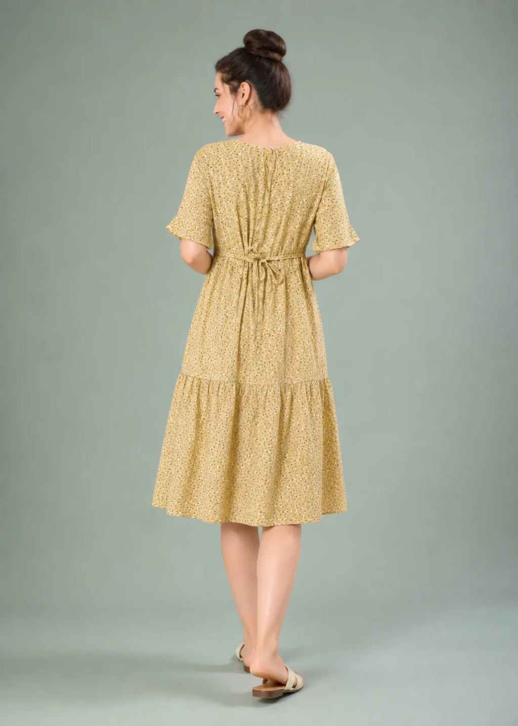 Mustard Ditsy Floral Short Nighty