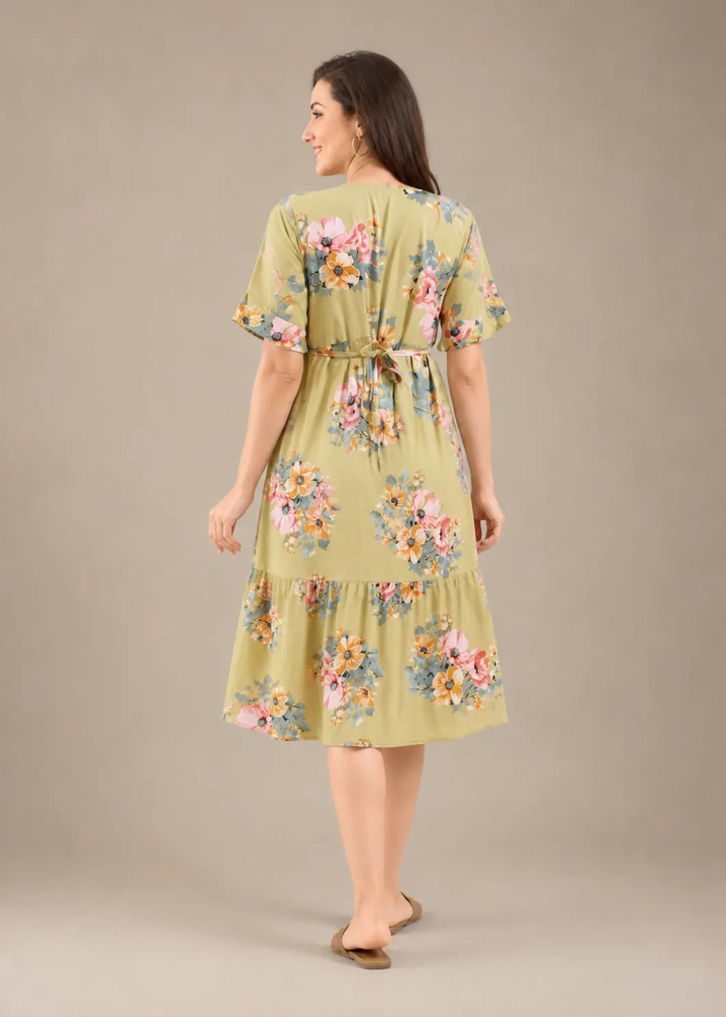 Light Green Floral Short Nighty