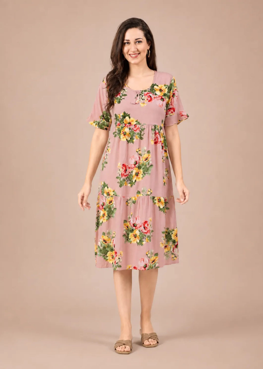 Dusty Pink Floral Short Nighty