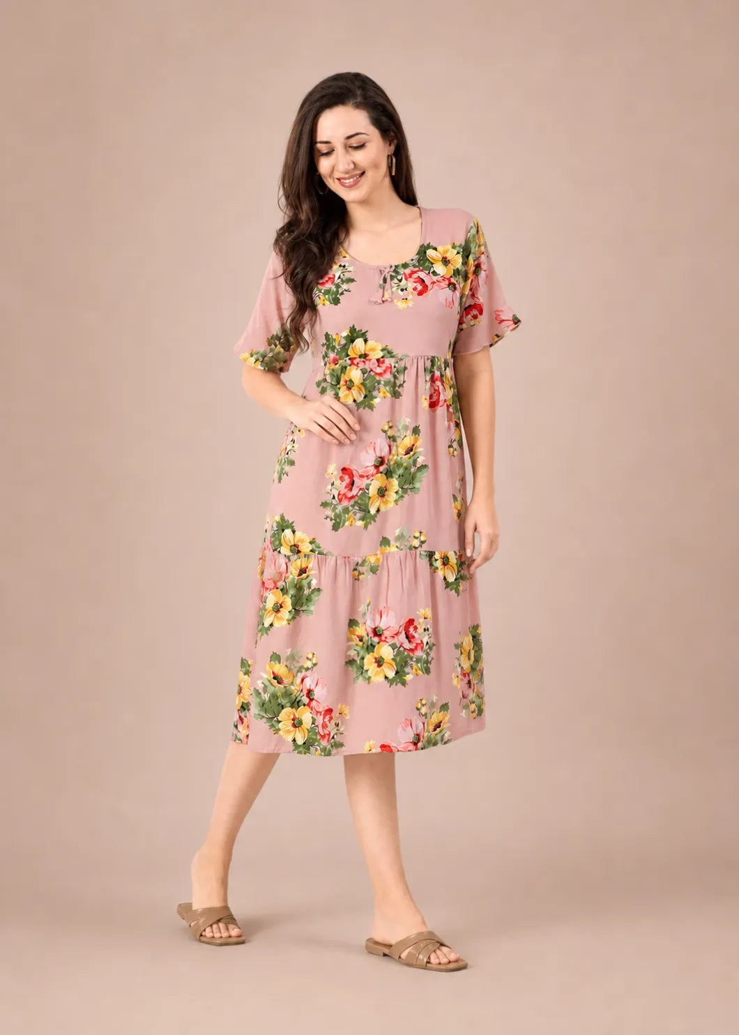 Dusty Pink Floral Short Nighty