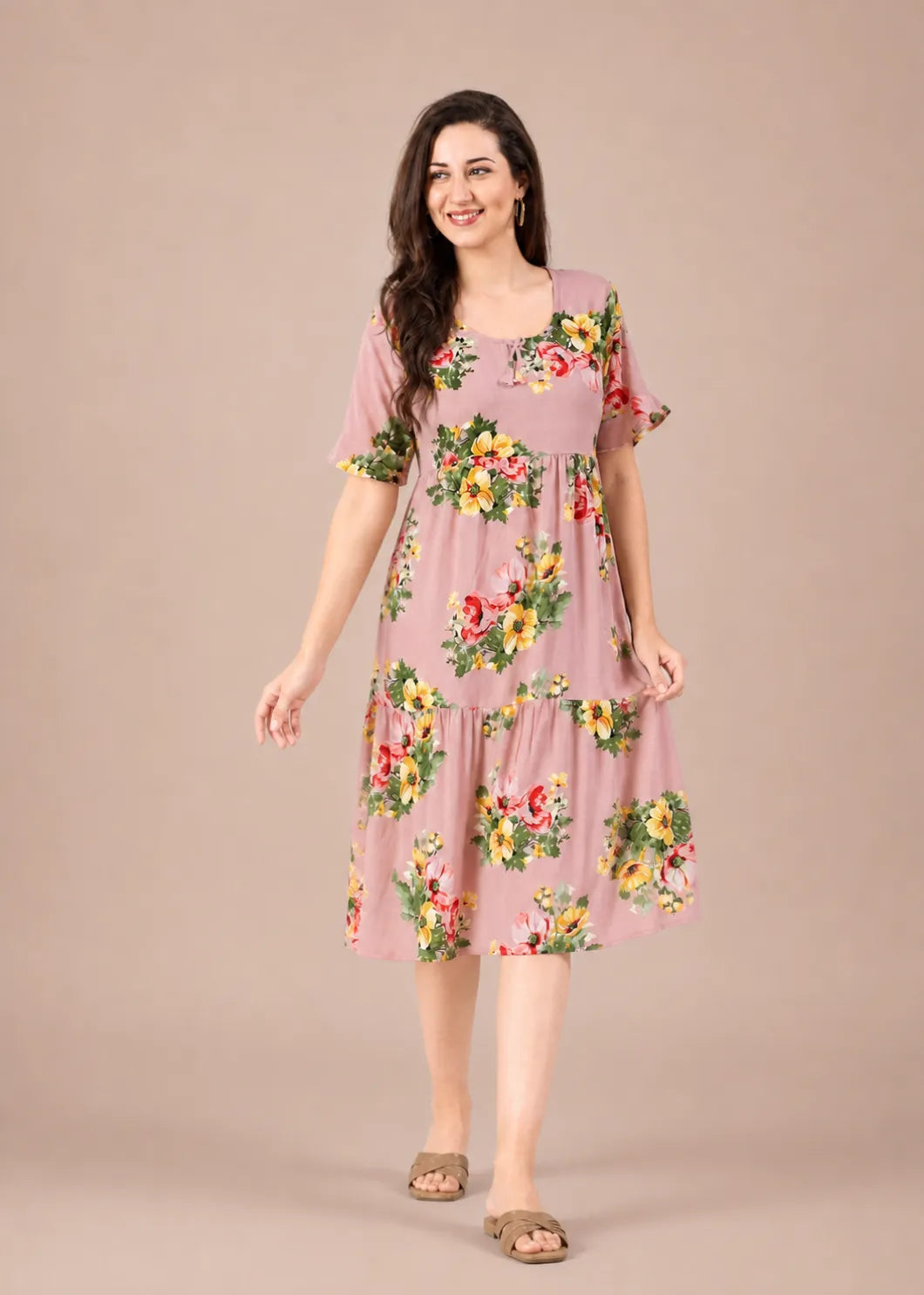 Dusty Pink Floral Short Nighty