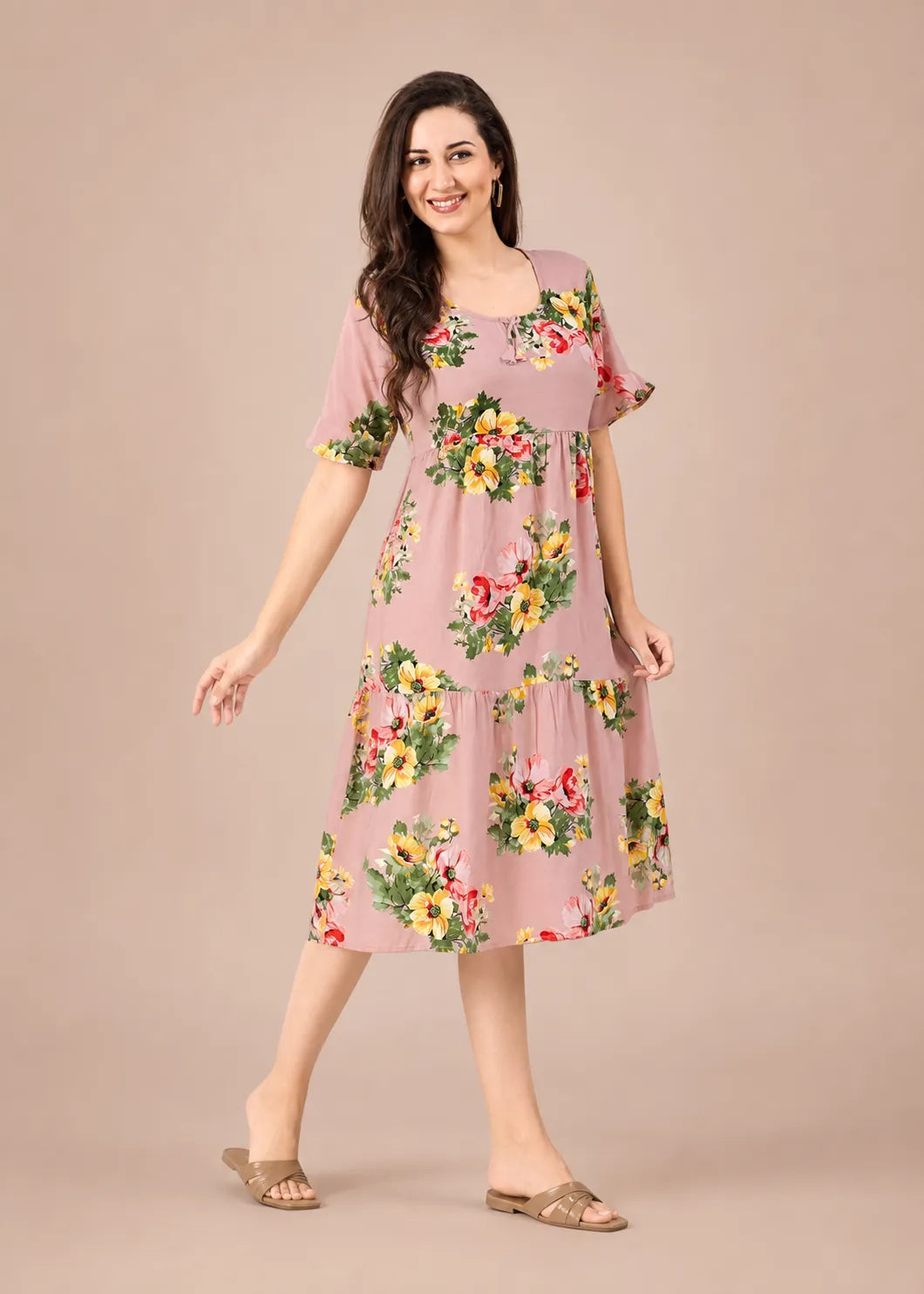 Dusty Pink Floral Short Nighty