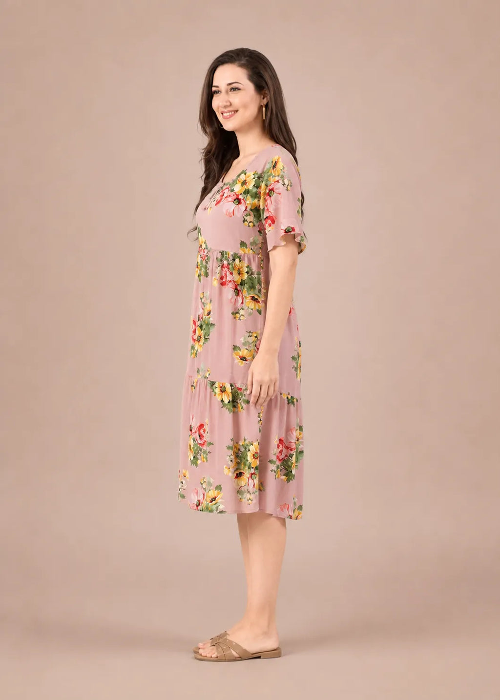 Dusty Pink Floral Short Nighty