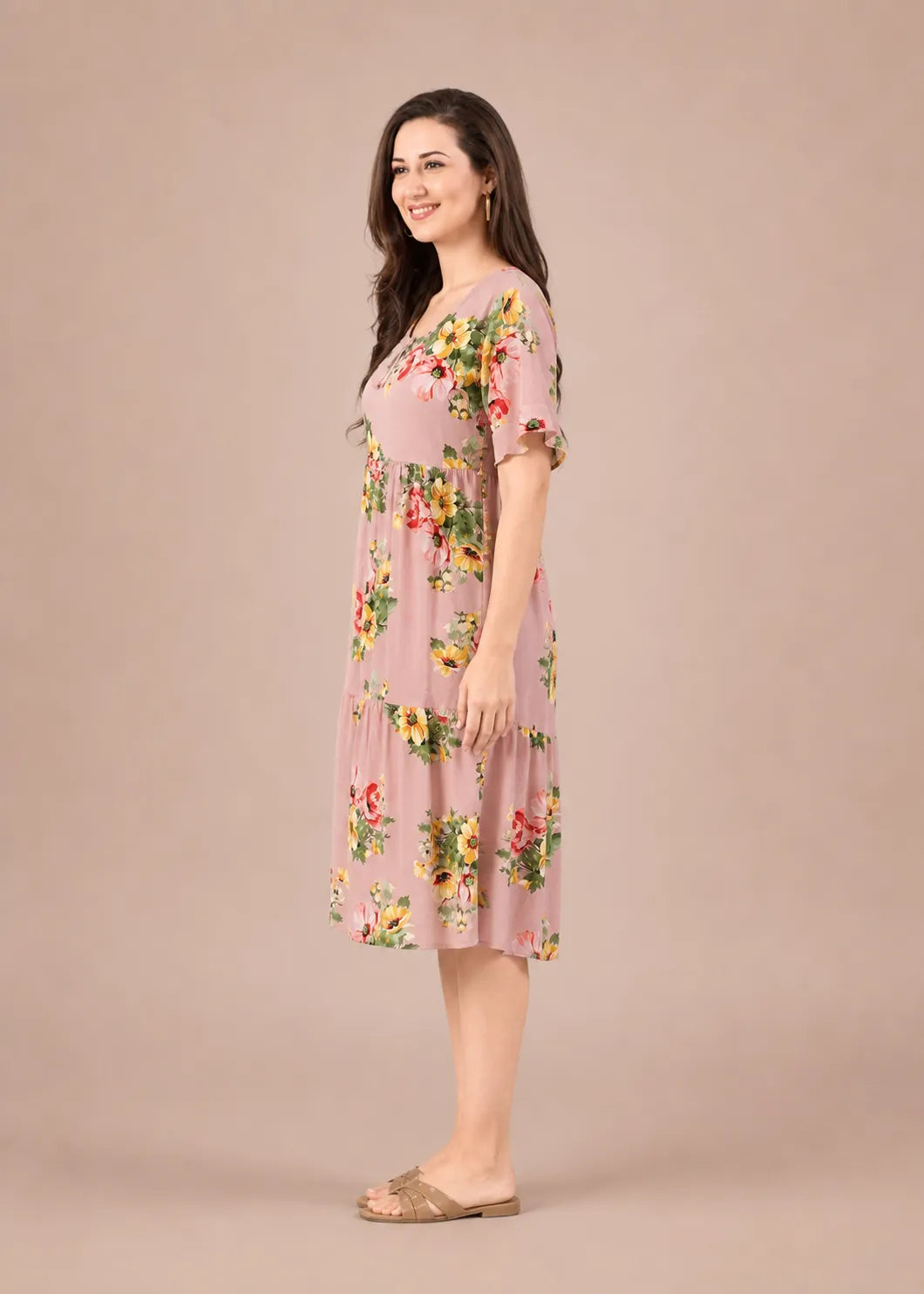 Dusty Pink Floral Short Nighty