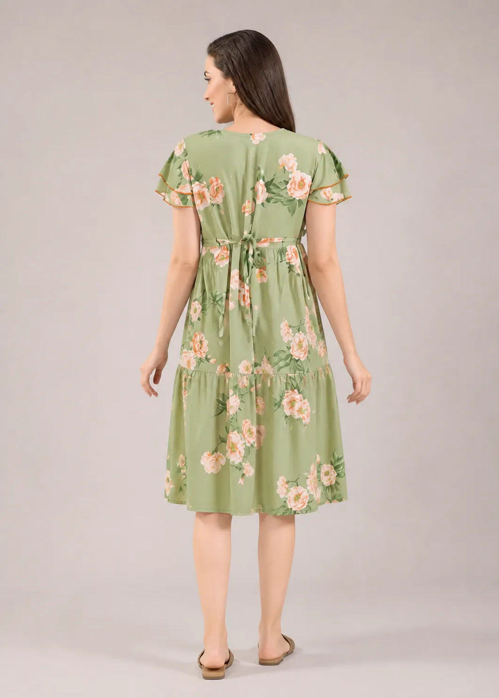 Sage Green Large Floral Short Nighty
