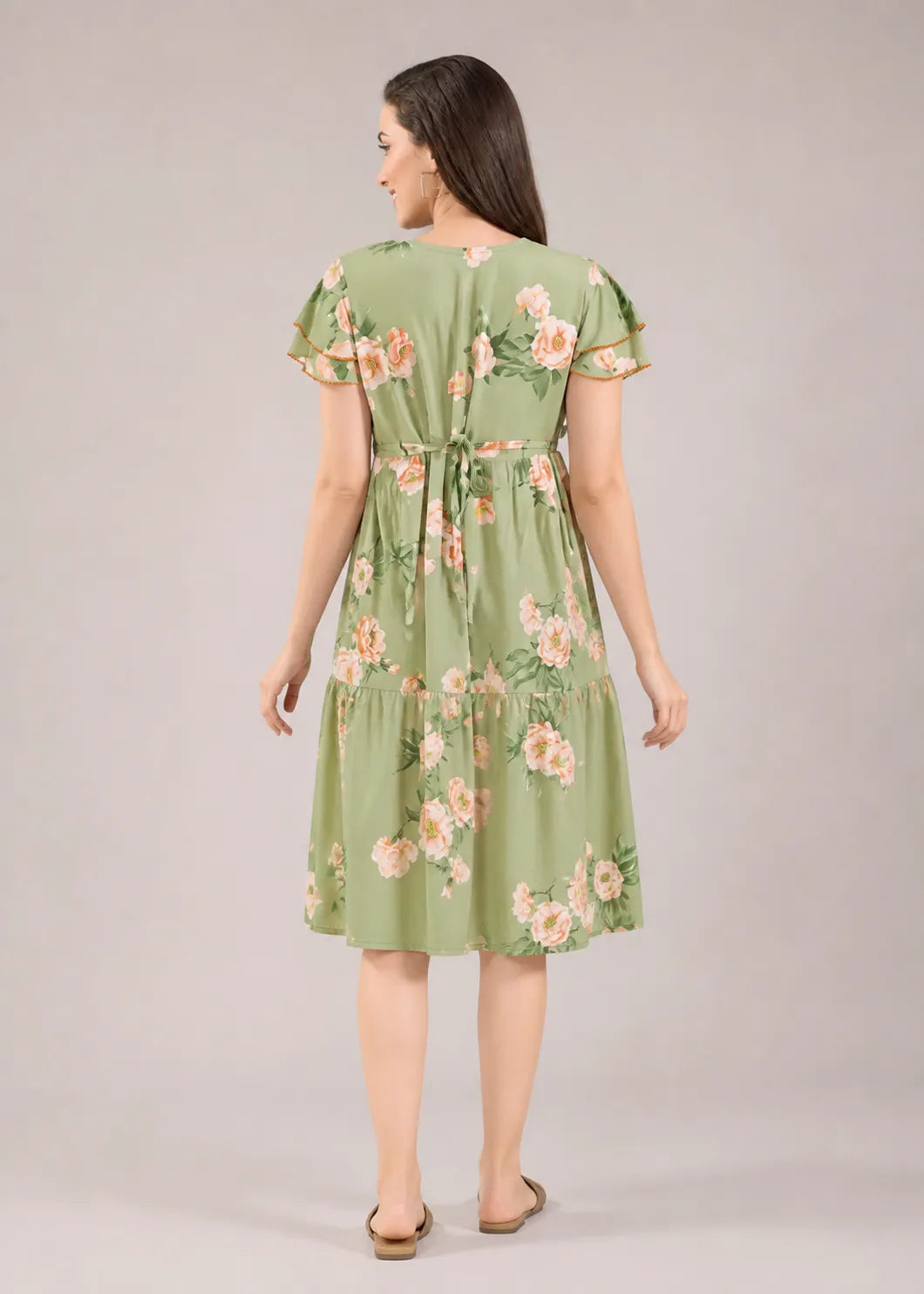 Sage Green Large Floral Short Nighty