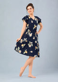 Navy Blue Lemon Print Short Nighty