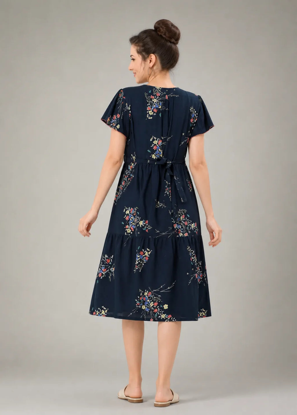 Navy Blue Floral Short Nighty