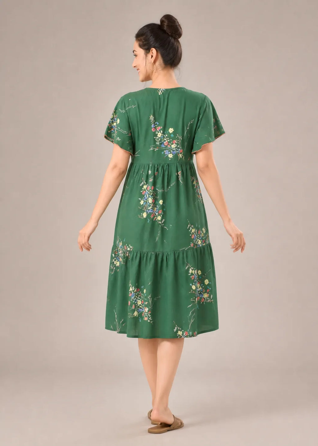 Green Floral Short Nighty