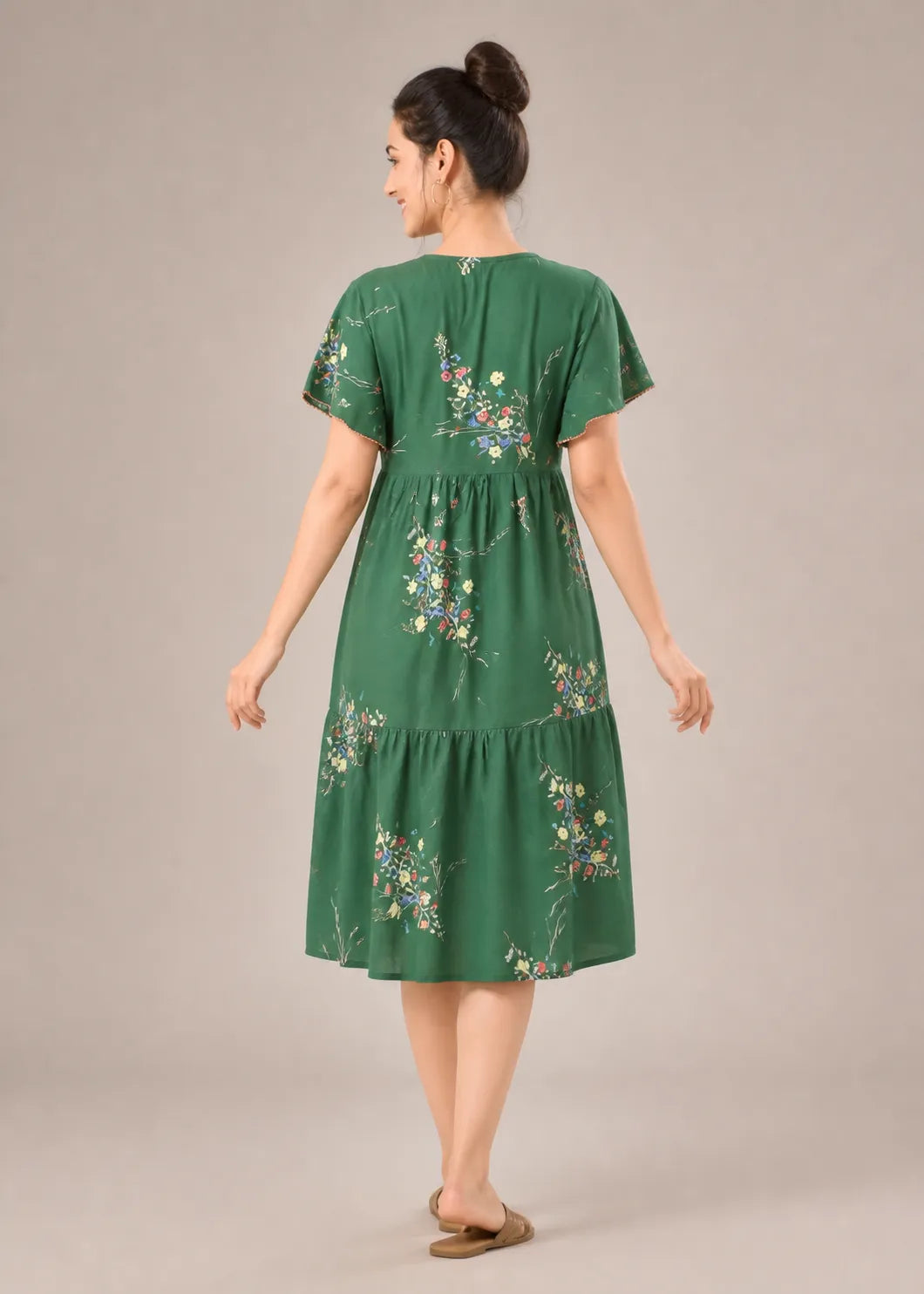 Green Floral Short Nighty
