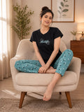 Black Always Leaf Nightsuit Set