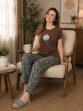 Brown Tropical Arch Nightsuit Set