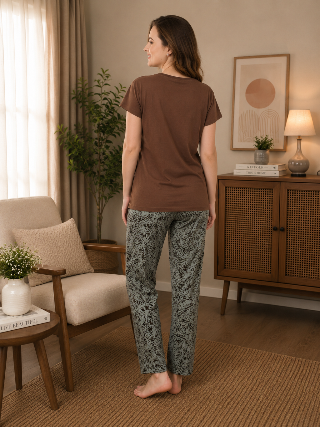 Brown Tropical Arch Nightsuit Set