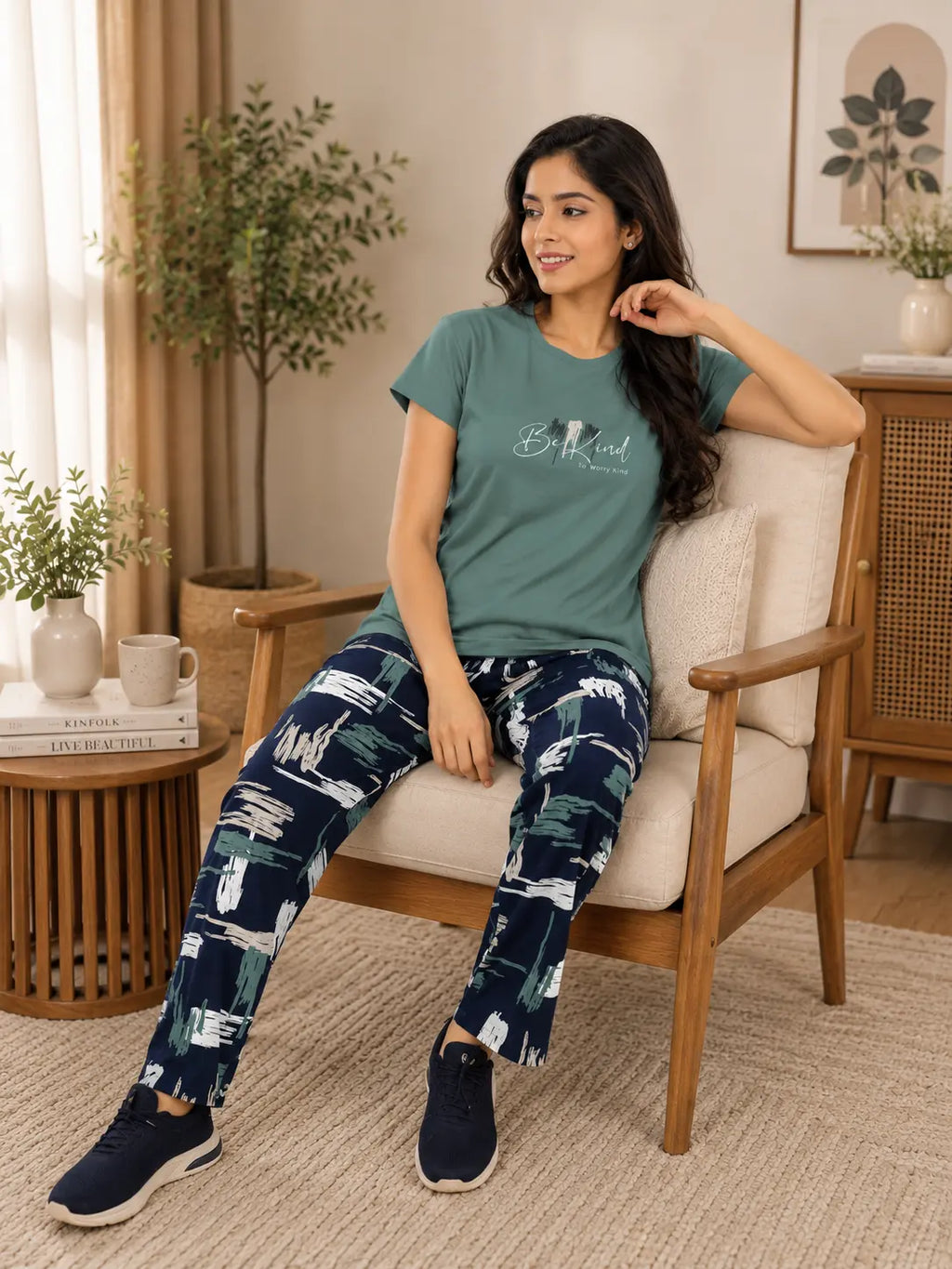 Sea Green Be Kind Nightsuit Set