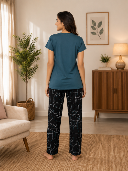 Teal Cherry Sweet Nightsuit Set
