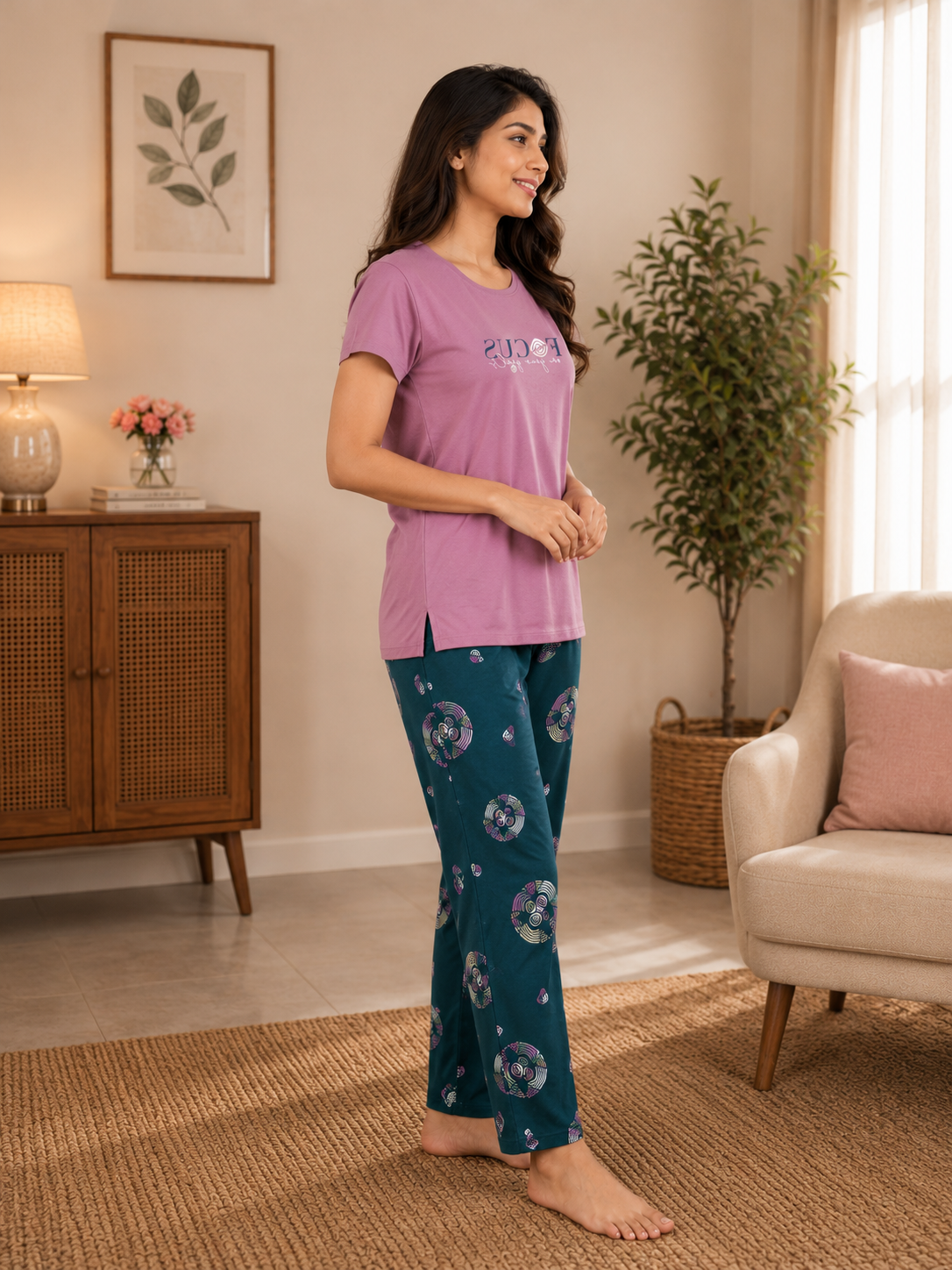Dusty Mauve Focus Nightsuit Set