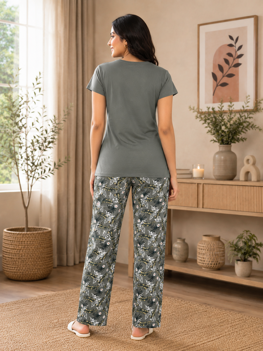 Peach Abstract Night Suit