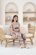 Taupe Inspirational Graphic Night Suit