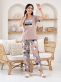 Taupe Inspirational Graphic Night Suit