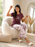 Mauve Fabulous Botanical Night Suit