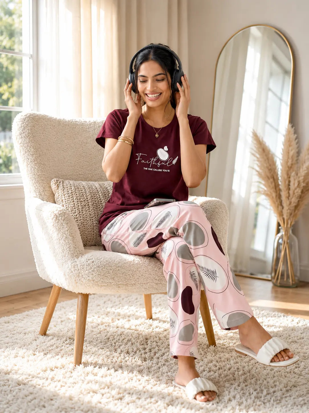Burgundy Faithful Night Suit