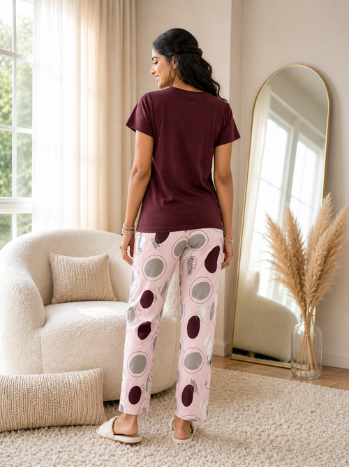 Burgundy Faithful Night Suit