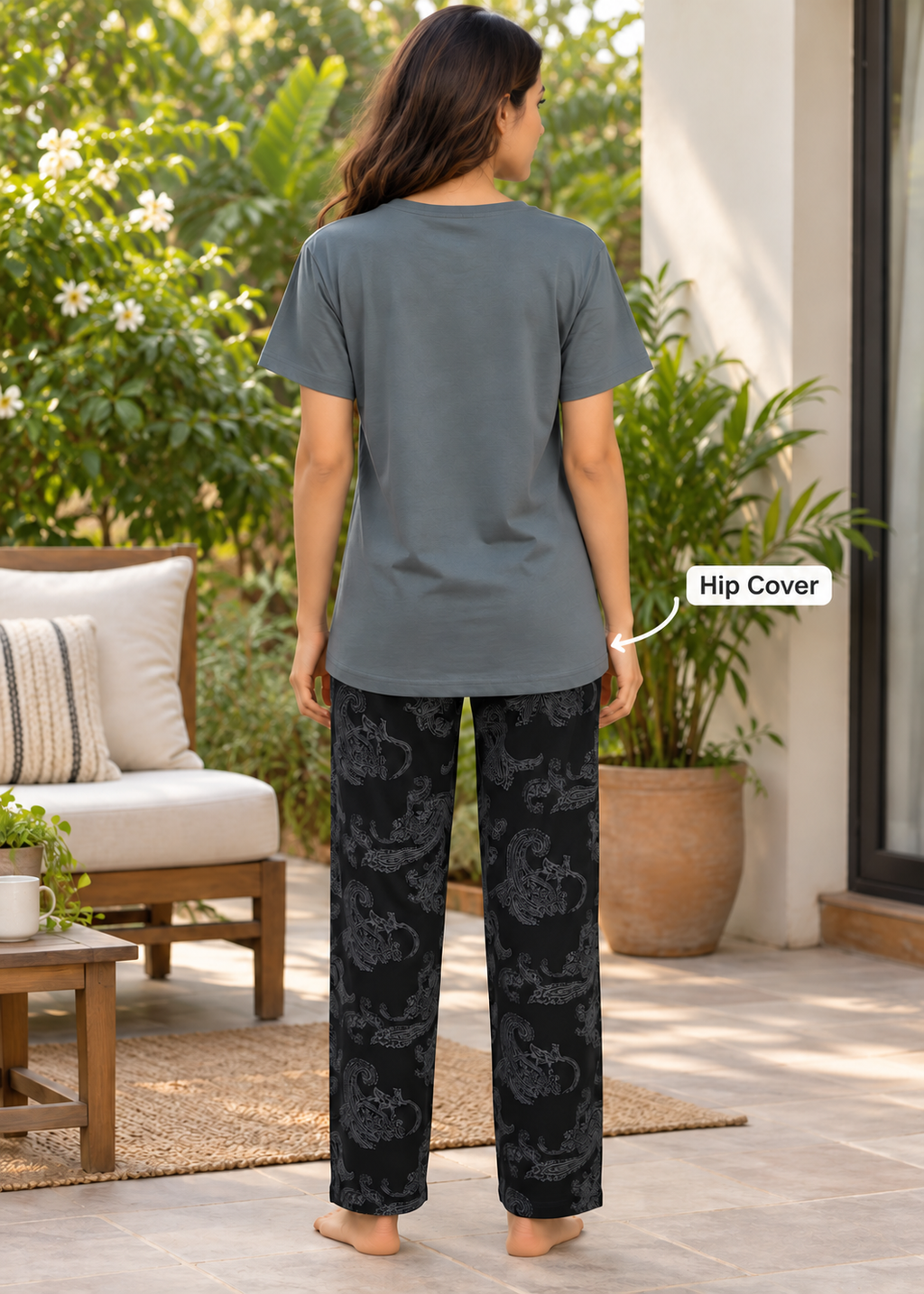 Grey & Black Matisse Night Suit