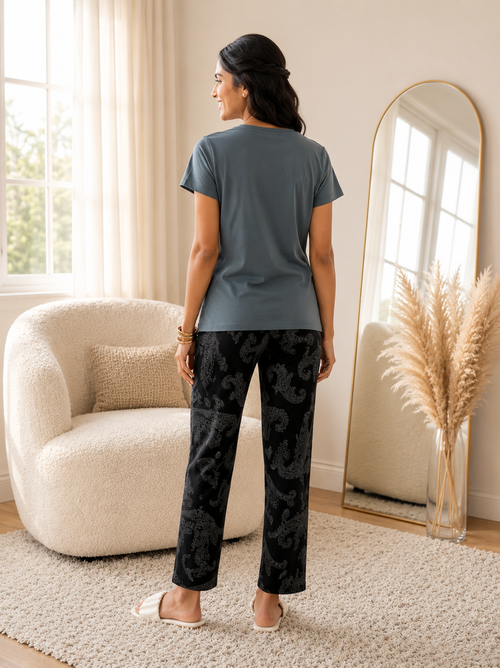 Grey & Black Matisse Night Suit