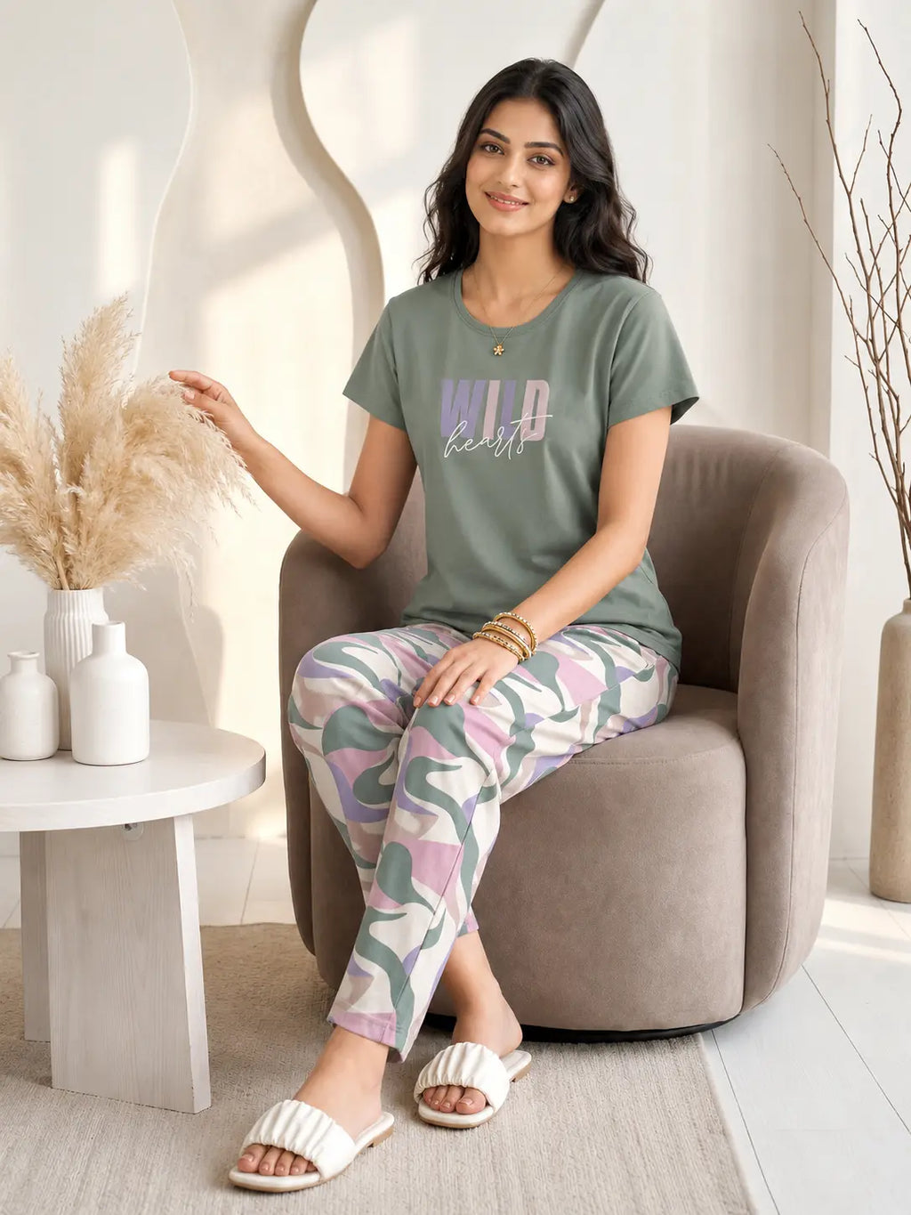 Sage Wild Hearts Night Suit
