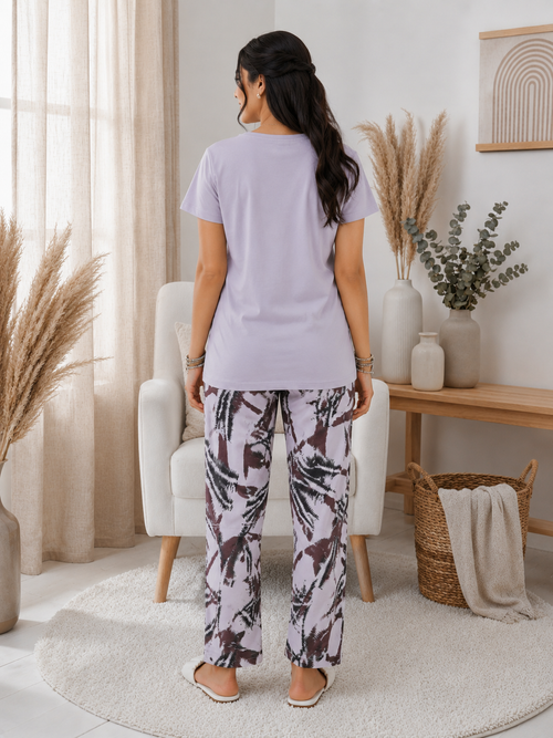 Lavender Now What Night Suit