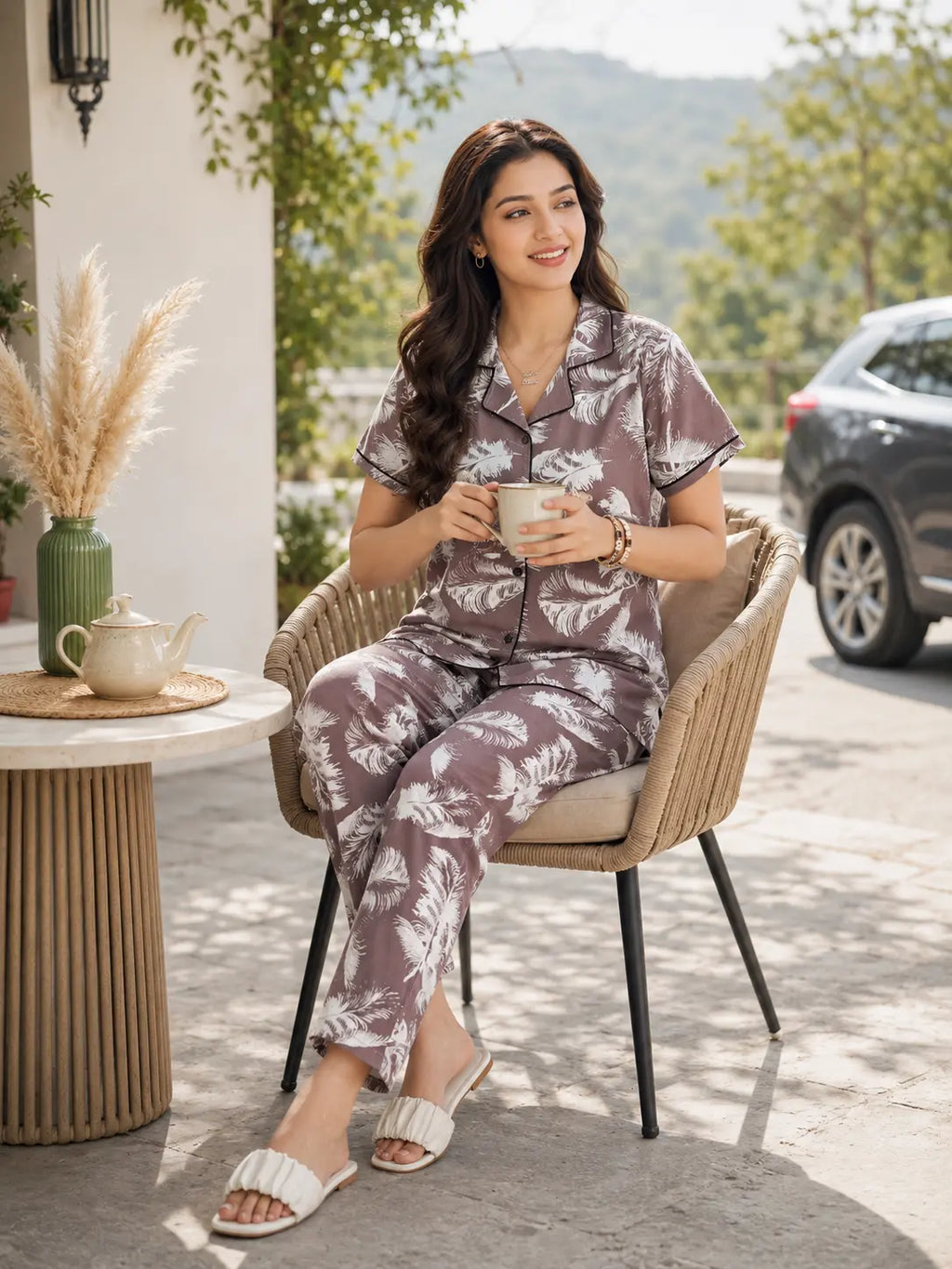 Cocoa Feather Pyjama Set