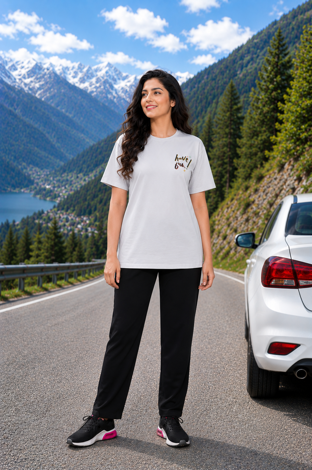 White Typographic Slogan Travelwear Set