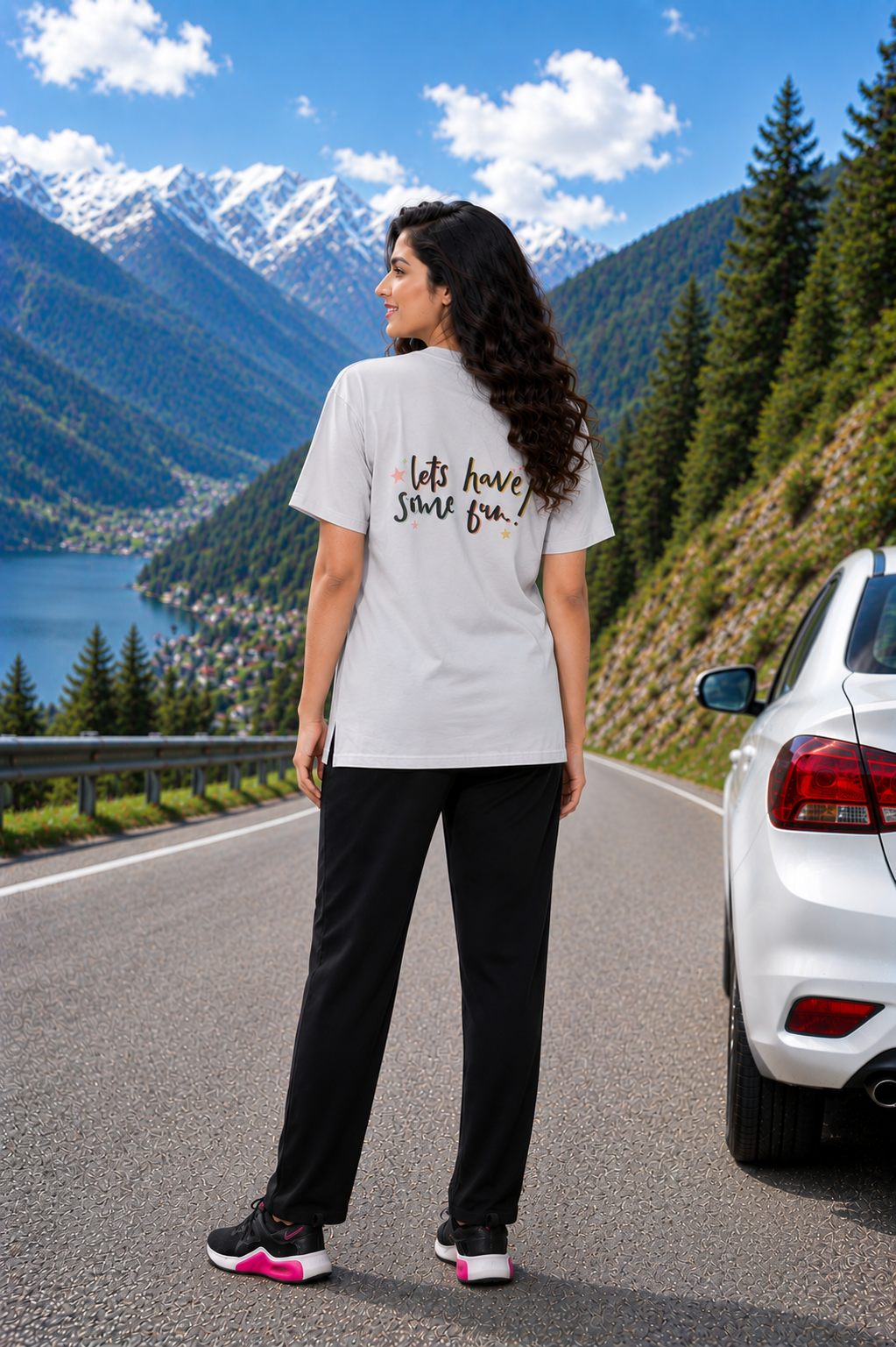White Typographic Slogan Travelwear Set