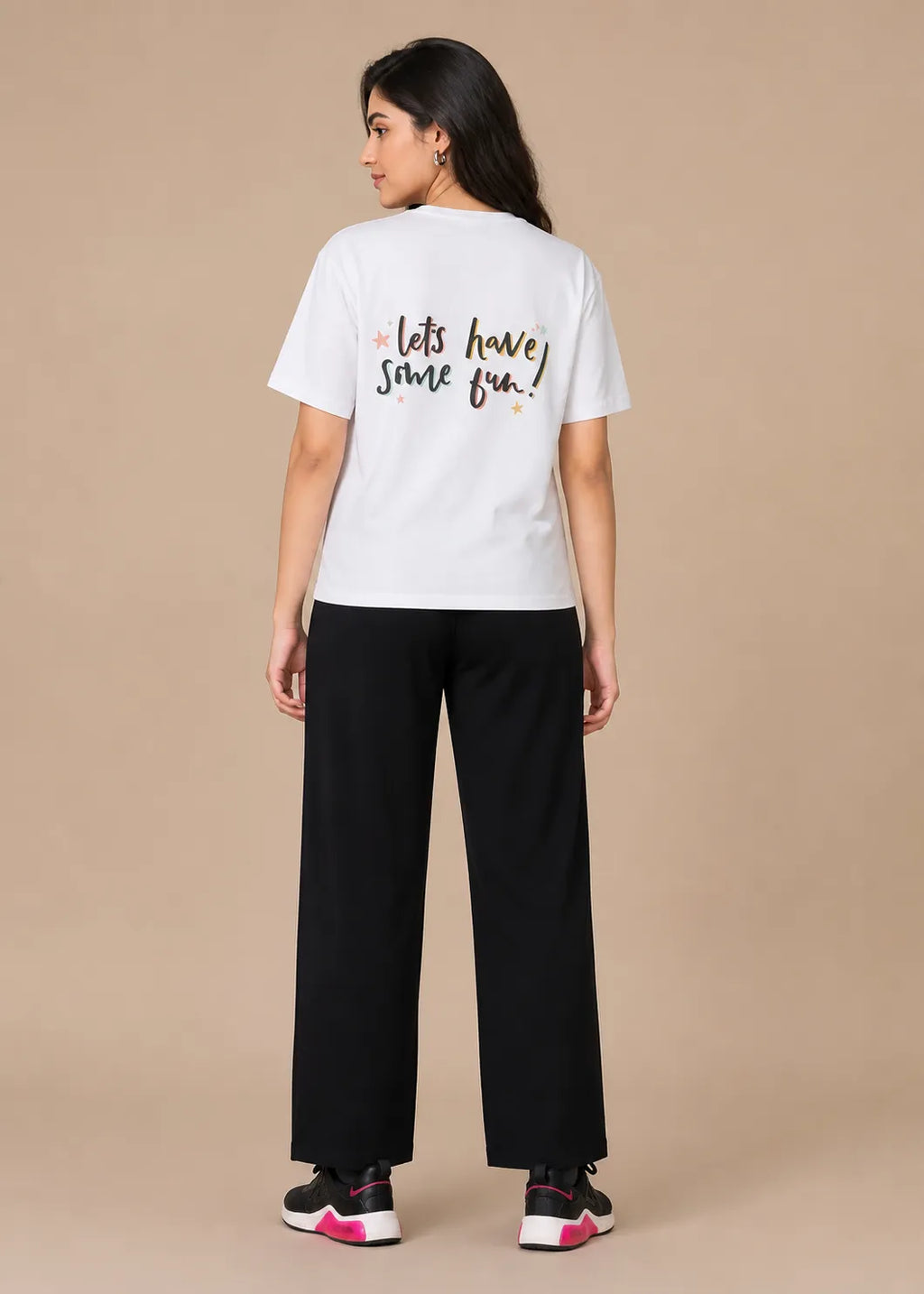 White Typographic Slogan Travelwear Set