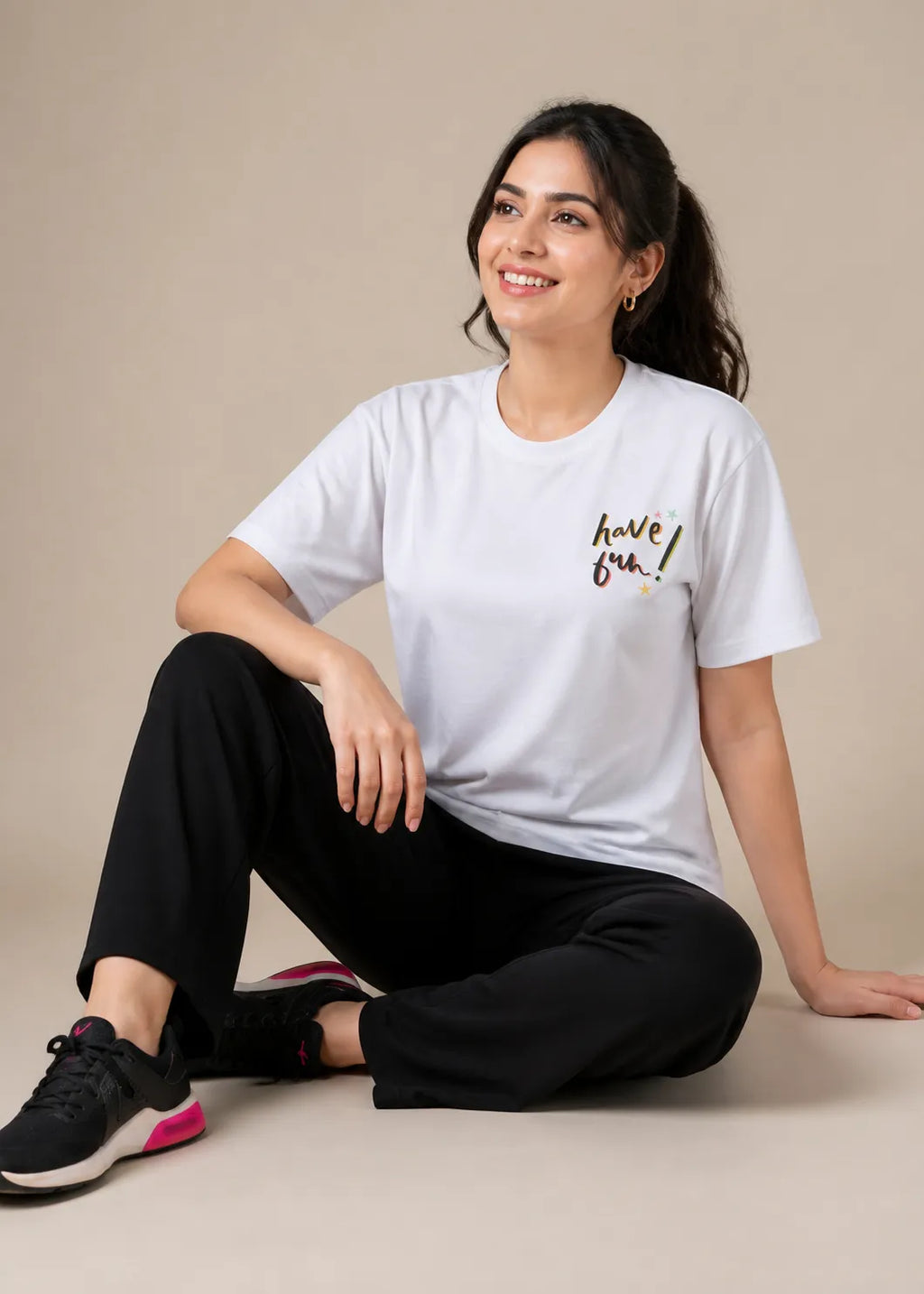 White Typographic Slogan Travelwear Set