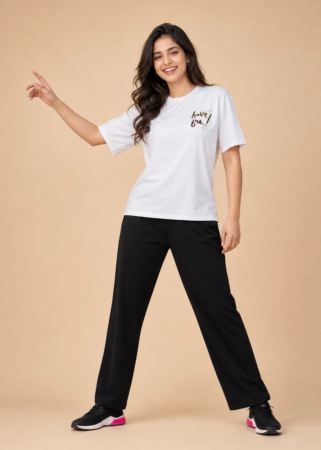 White Typographic Slogan Travelwear Set