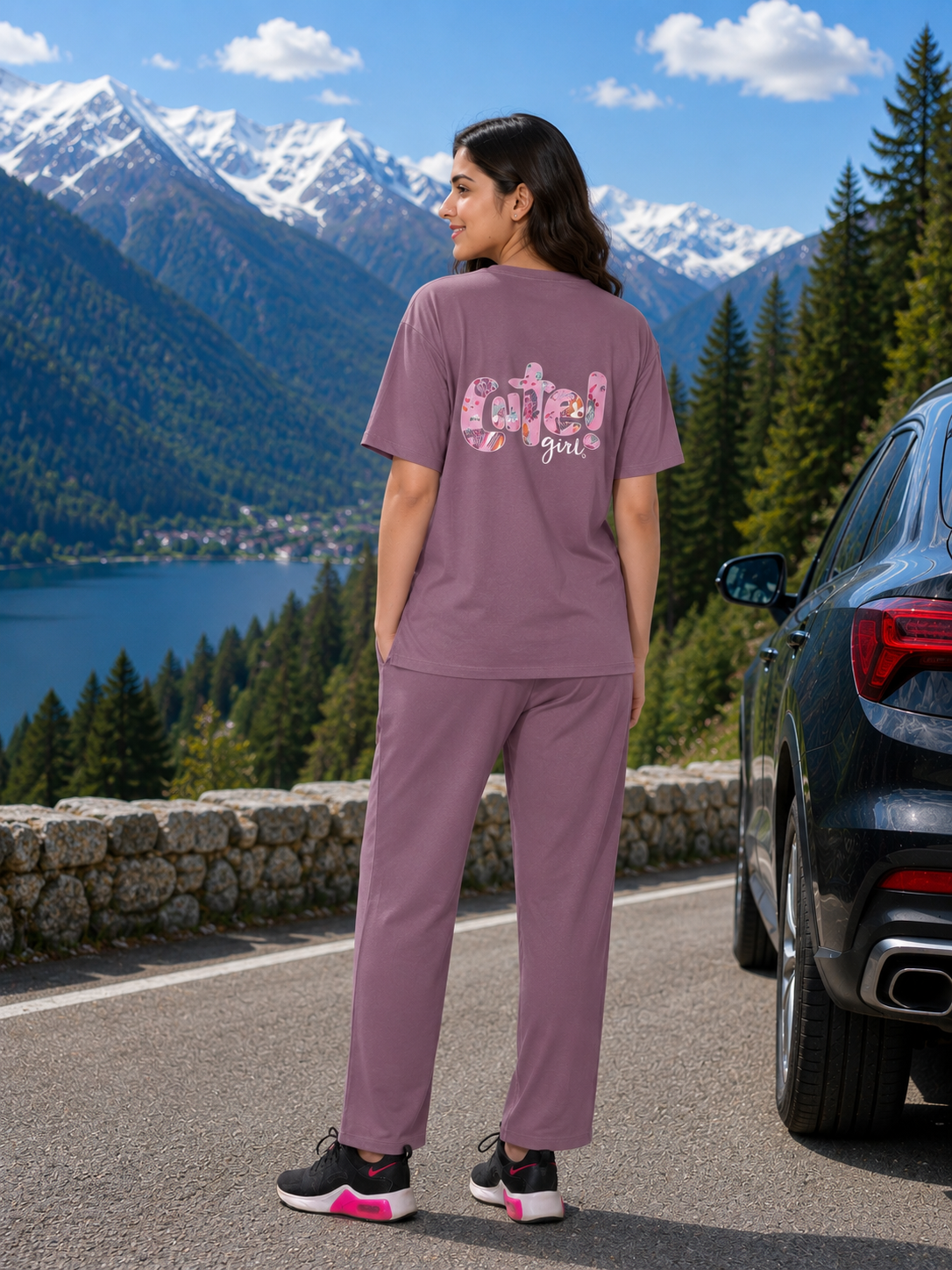 Mauve Cute Girl Travelwear Set