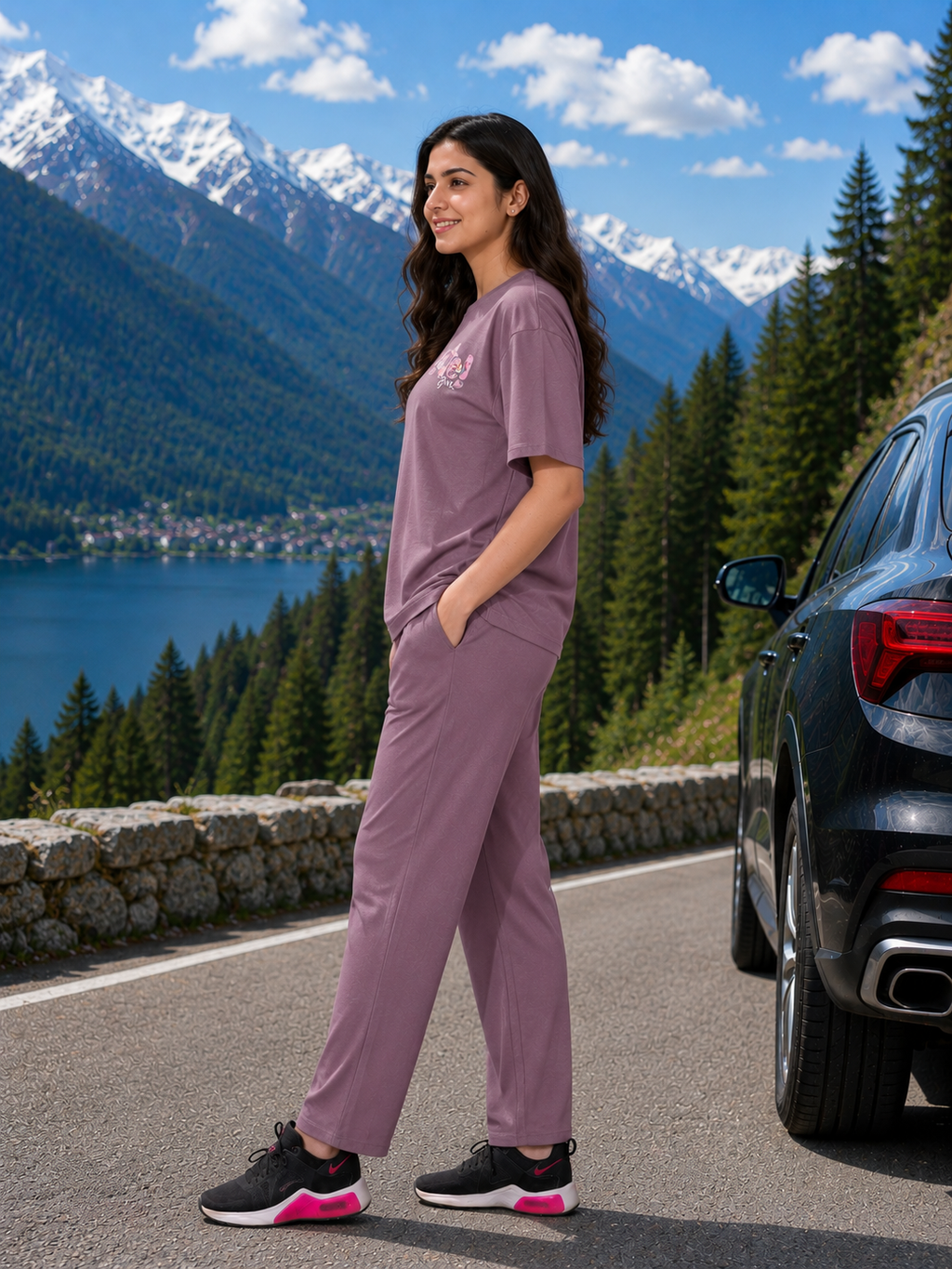 Mauve Cute Girl Travelwear Set