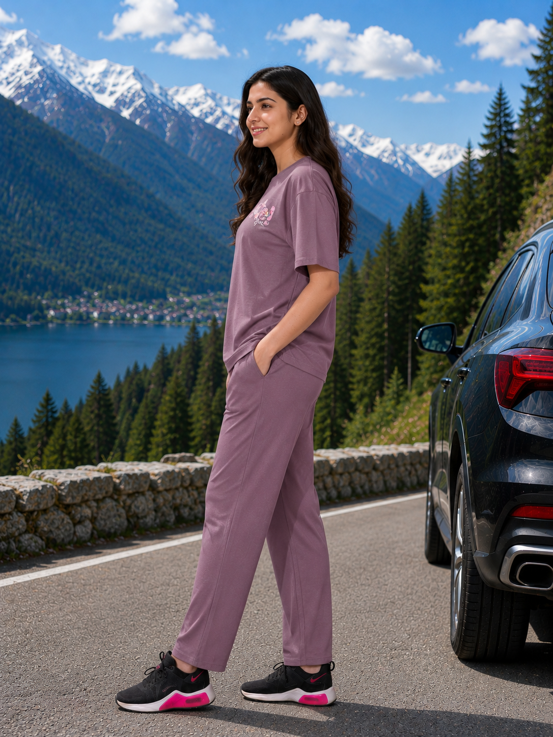 Mauve Cute Girl Travelwear Set