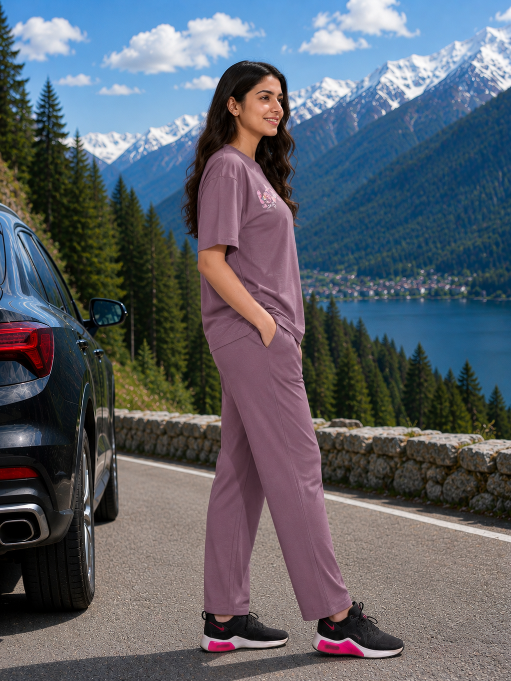 Mauve Cute Girl Travelwear Set