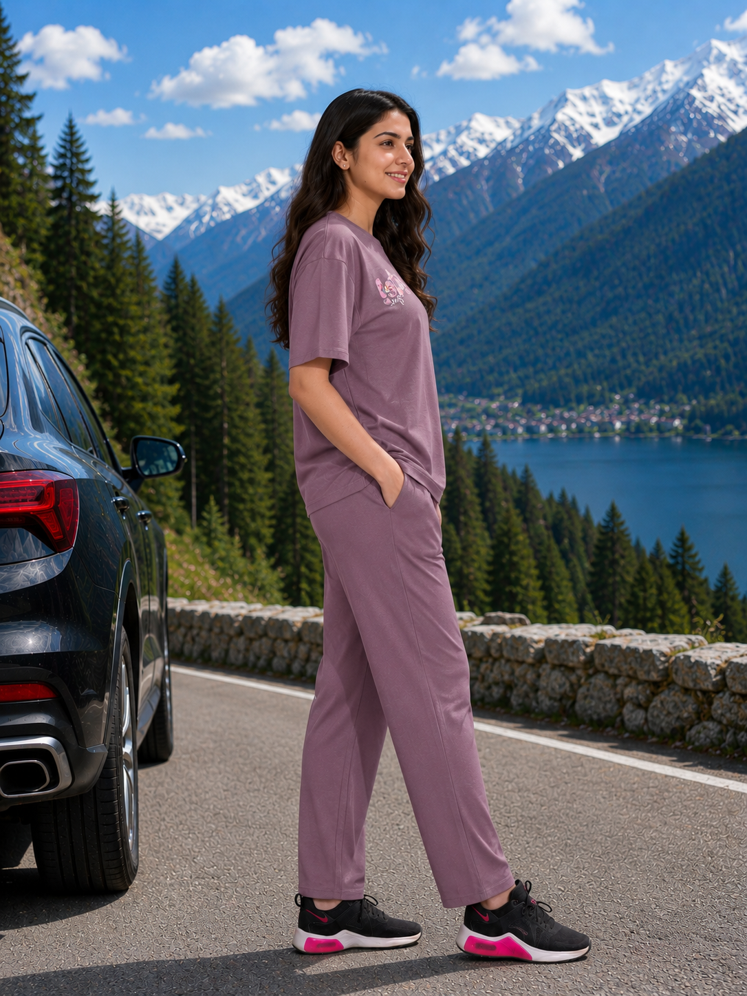 Mauve Cute Girl Travelwear Set