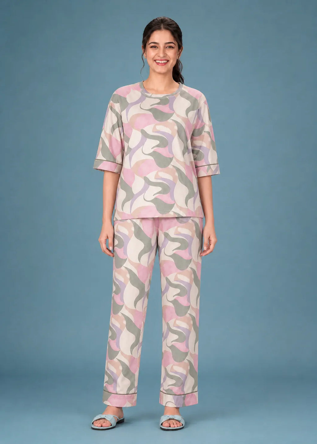 Multicolor Abstract Camo Loungewear Set