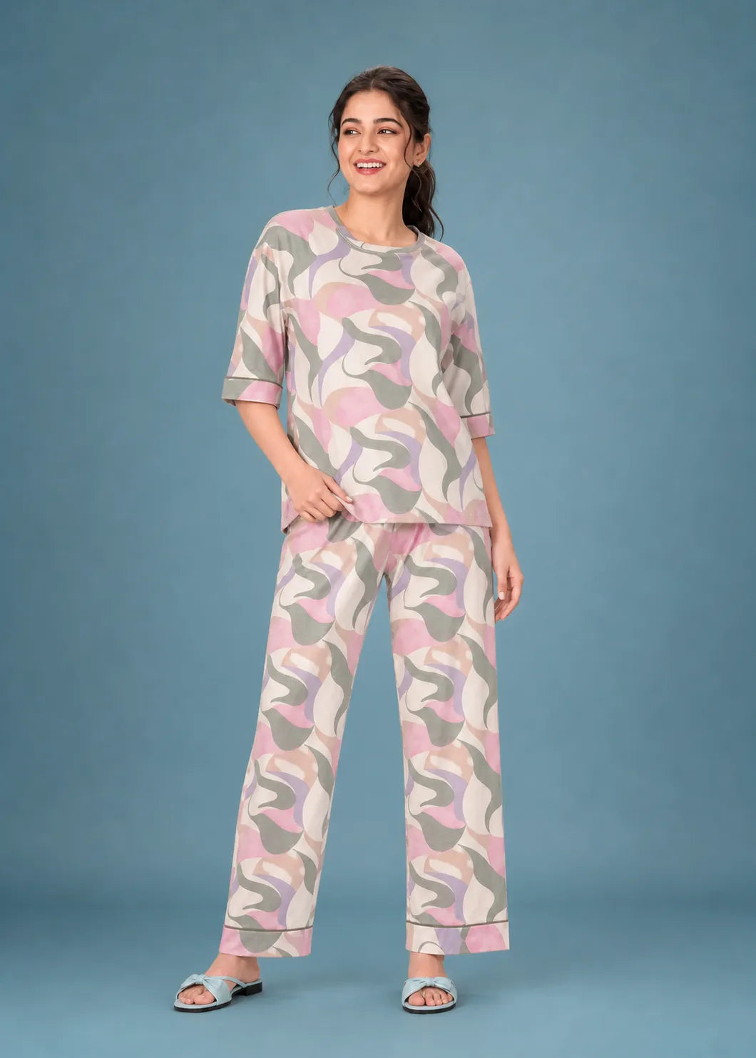 Multicolor Abstract Camo Loungewear Set