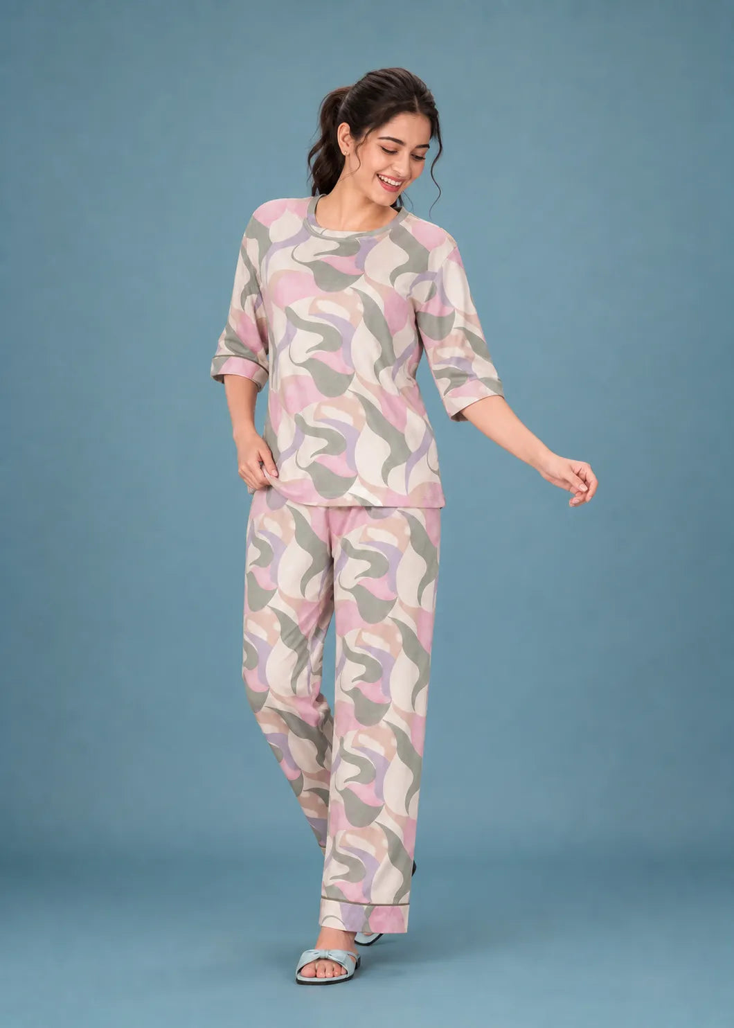 Multicolor Abstract Camo Loungewear Set
