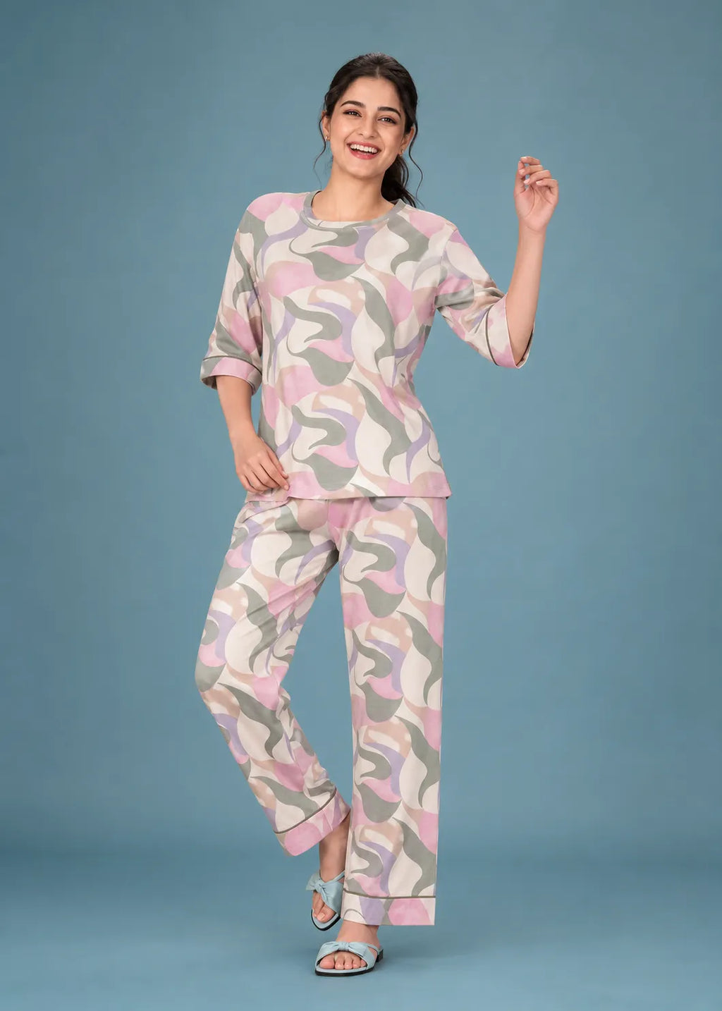 Multicolor Abstract Camo Loungewear Set