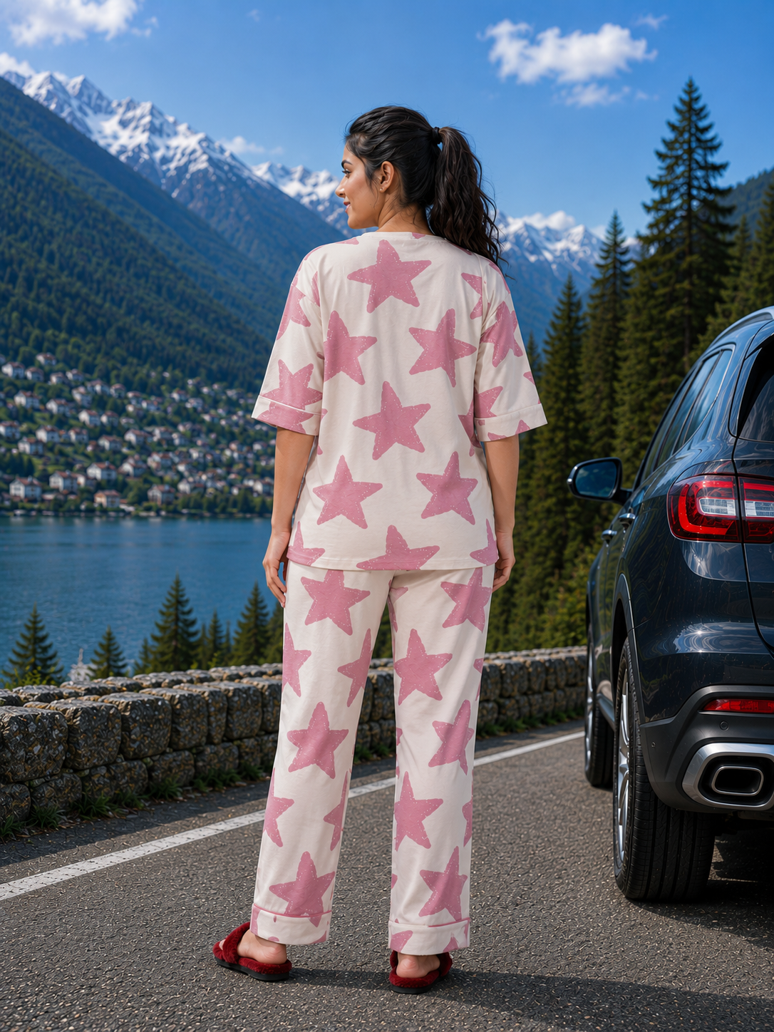 Pink Star Print Loungewear Set