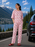 Pink Geometric Floral Loungewear Set