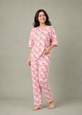 Pink Geometric Floral Loungewear Set