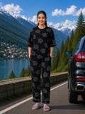 Black Floral Cotton Nightsuit Set
